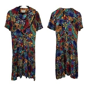 Vintage Multicolored Casual Midi dress with Notched Collar